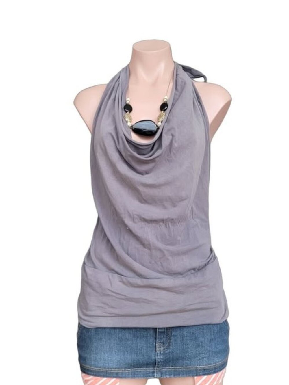 Grey Draped Halter Neck Top (OS)